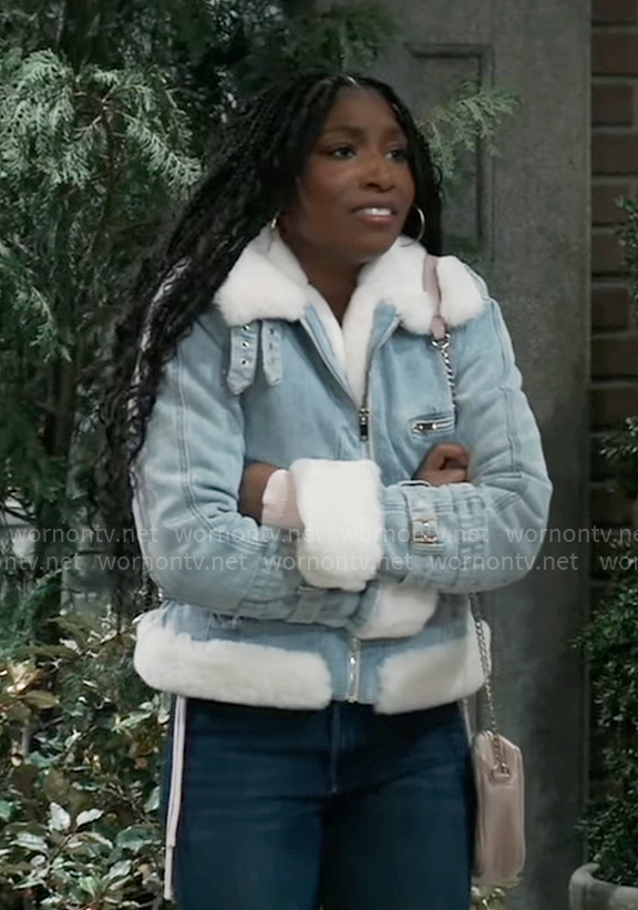 Trina’s denim and fur jacket on General Hospital
