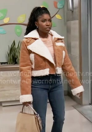 Trina’s corduroy and fleece jacket on General Hospital