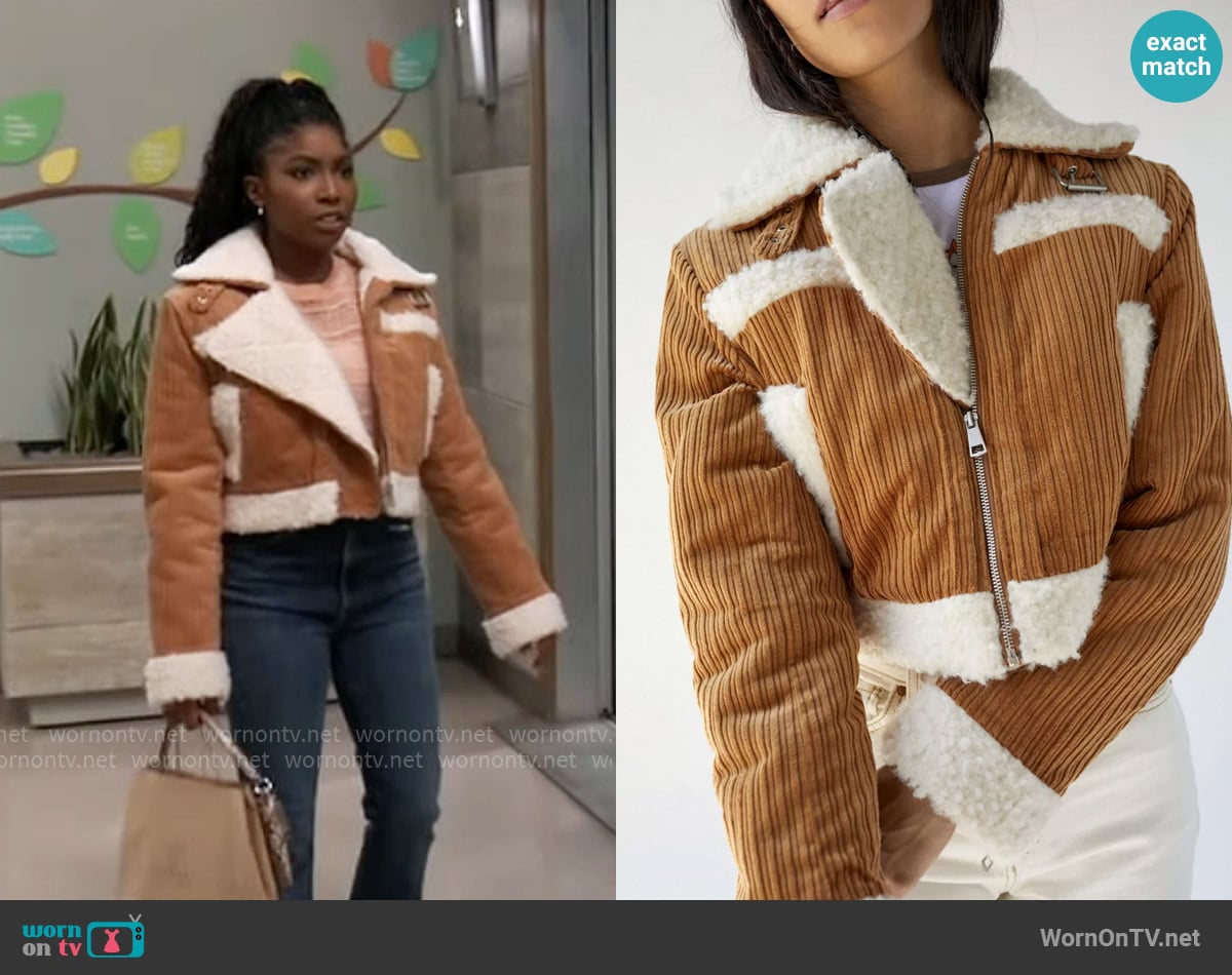 BDG Salem Corduroy Fleece Jacket worn by Trina Robinson (Tabyana Ali) on General Hospital