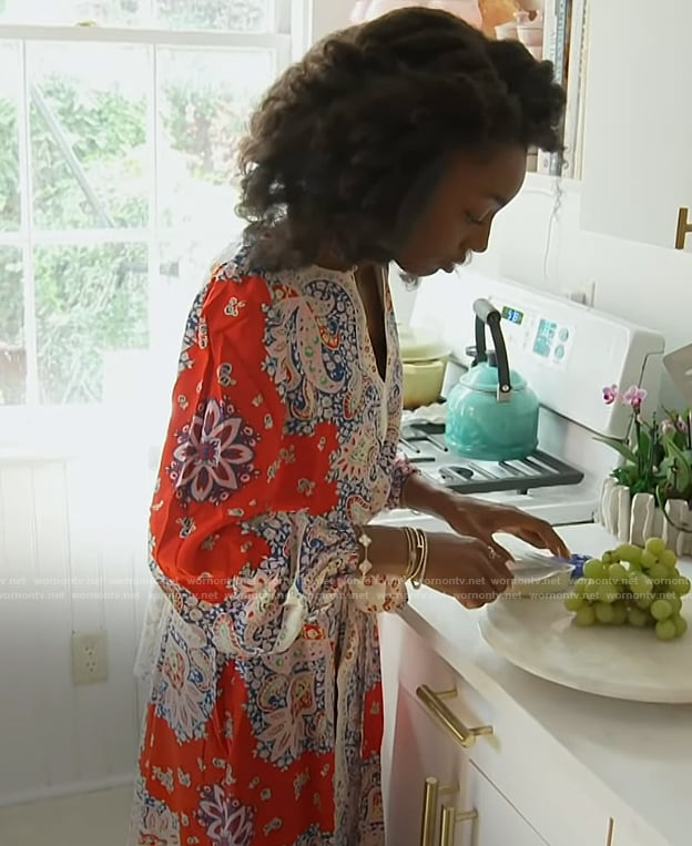 Venita’s red paisley print robe on Southern Charm