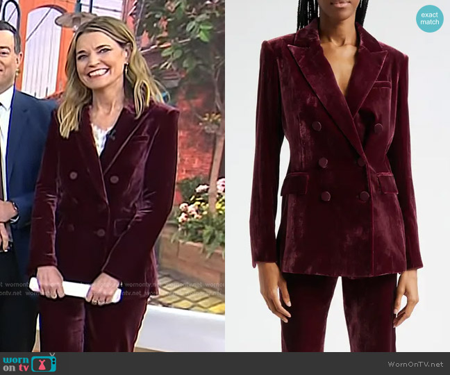 Veronica Beard Elliette Dickey Jacket in Wine worn by Savannah Guthrie on Today