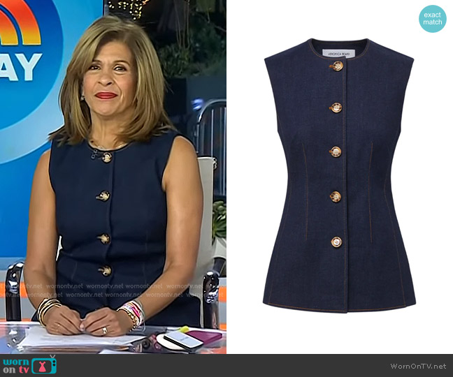 Veronica Beard Jessup Denim Vest in Dark Oxford worn by Hoda Kotb on Today
