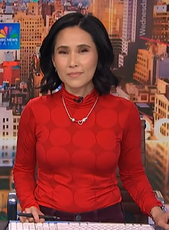 Vicky’s red circle print top on NBC News Daily