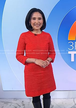 Vicky’s red embroidered shift dress on Today