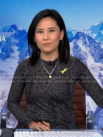 Vicky’s gray leopard print top on NBC News Daily