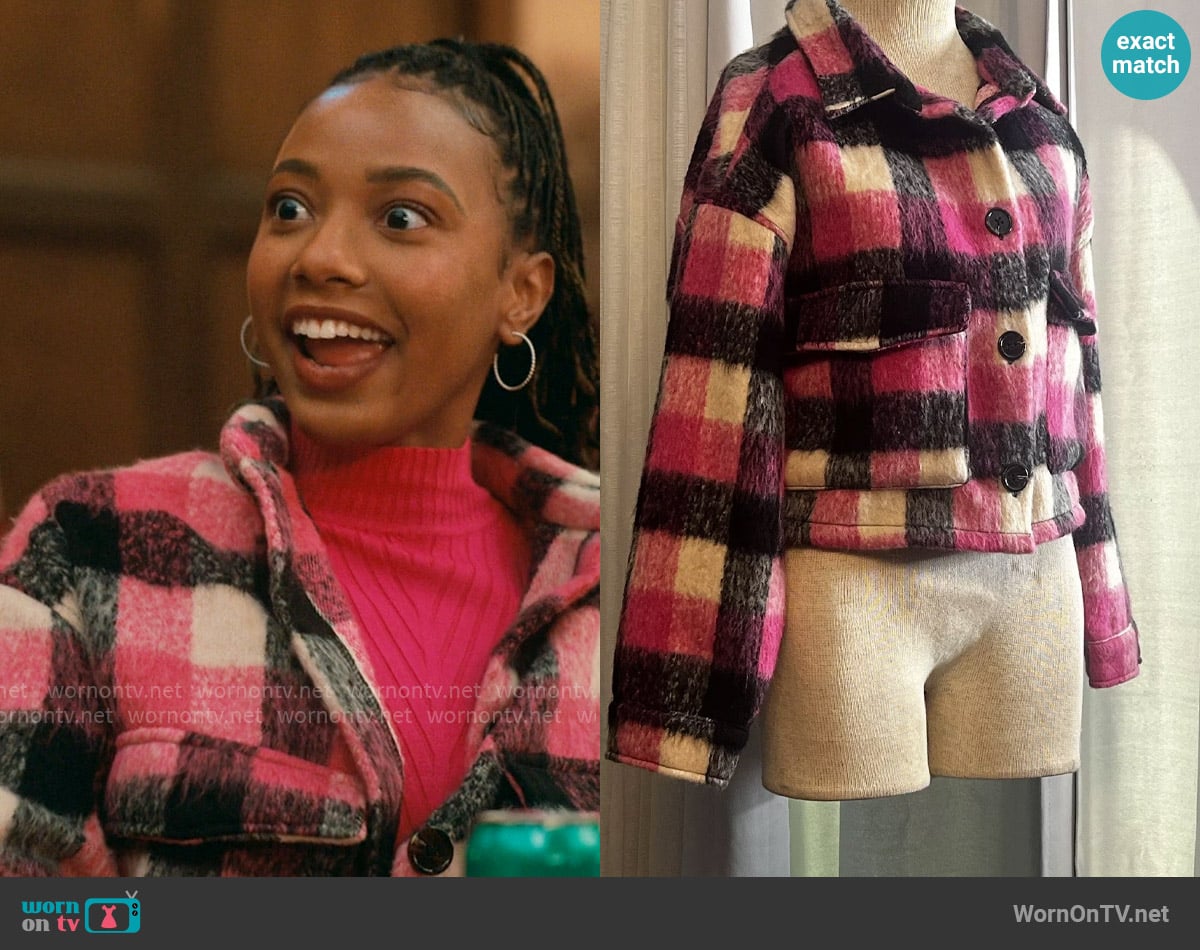 Vigoss Plaid Crop Shacket worn by Whitney Chase (Alyah Chanelle Scott) on The Sex Lives of College Girls