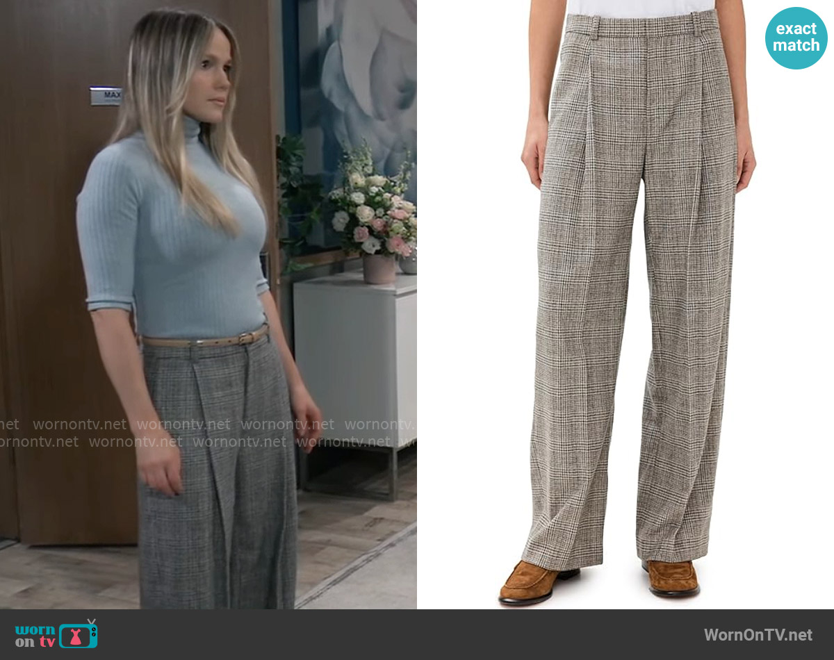 Vince Plaid Italian Wool-Blend High-Rise Trouser worn by Lulu Spencer (Alexa Havins Bruening) on General Hospital