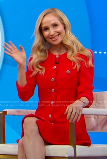 Dr. Whitney Bowe’s red tweed mini dress on Good Morning America