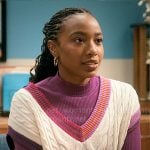 Whitney’s cable knit sweater vest on The Sex Lives of College Girls
