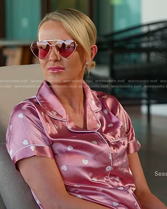 Whitney’s pink heart pajamas and sunglasses on The Real Housewives of Salt Lake City