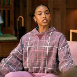 Whitney’s purple plaid hoodie on The Sex Lives of College Girls
