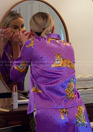 Whitney’s purple tiger print pajamas on The Real Housewives of Salt Lake City