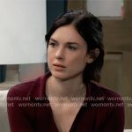 Willow’s burgundy collared top on General Hospital
