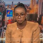 Zinhle Essamuah’s camel suede jacket on NBC News Daily
