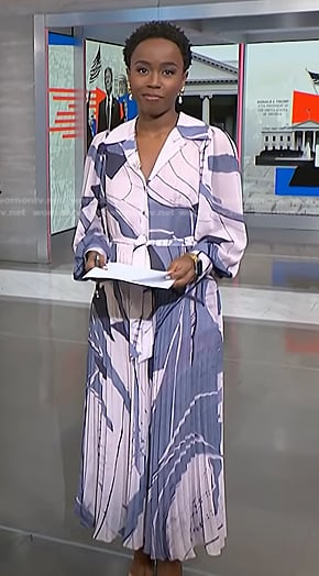 Zinhle Essamuah’s printed pleated shirtdress on NBC News Daily