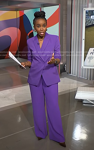 Zinhle’s purple blazer and pants on NBC News Daily