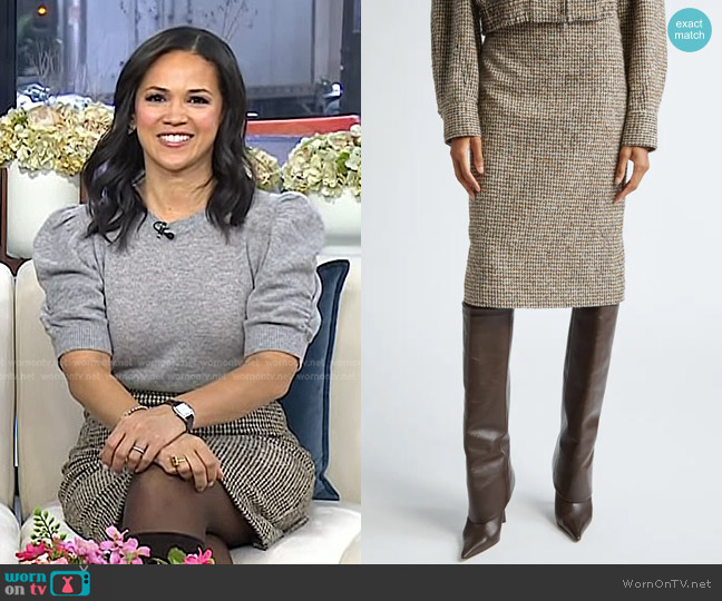 A.L.C. Cara Houndstooth Pencil Skirt worn by Laura Jarrett on Today