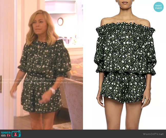 Agua by Agua Bendita Urucú Perla Off-shoulder Blouse worn by Sutton Stracke on The Real Housewives of Beverly Hills