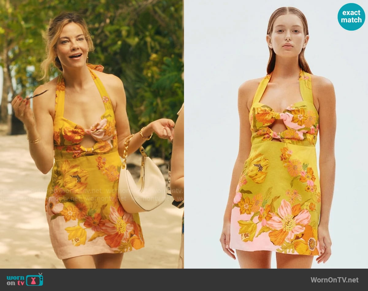 Alemais Silas Halter Mini Dress worn by Jaclyn Lemon (Michelle Monaghan) on The White Lotus
