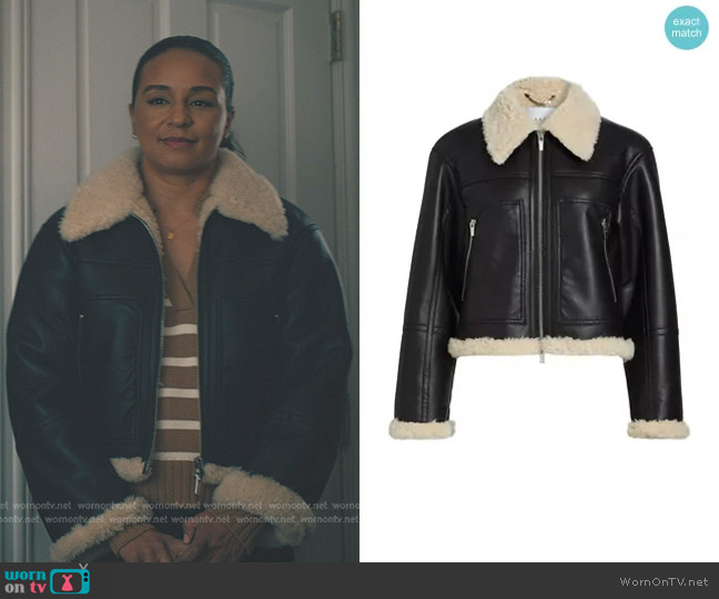 A.L.C. Avery Faux Leather & Sherpa Jacket worn by Kaya Blanke (Carra Patterson) on Elsbeth