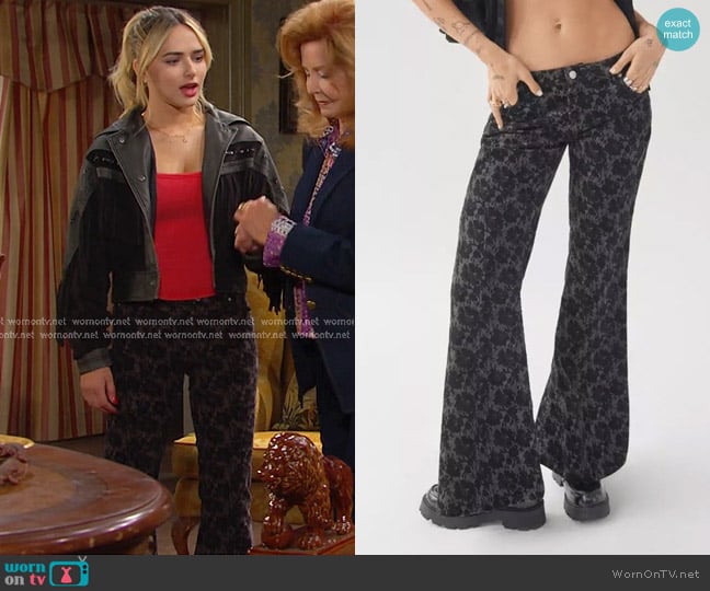 BDG Low Rise Corduroy Extreme Flare Pants worn by Holly Jonas (Ashley Puzemis) on Days of our Lives