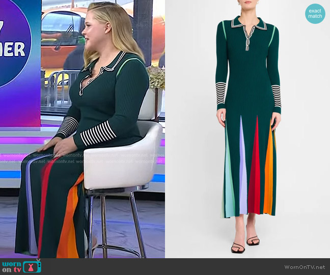 Christopher John Rogers Multicolor Godet-Skirt Rib Maxi Polo Dress worn by Amy Schumer on Today