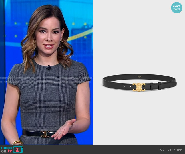 Celine Medium Triomphe Belt in Smooth Calfskin worn by Rebecca Jarvis on Good Morning America