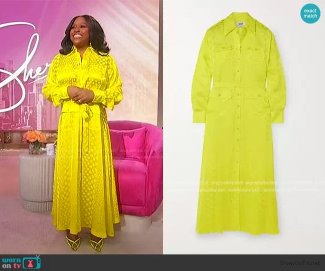 Christopher John Rogers Belted polka-dot satin-jacquard maxi shirt dress worn by Sherri Shepherd on Sherri