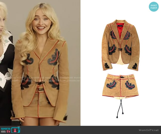 Dsquared2 Camel Corduroy Jacket worn by Sabrina Carpenter on Today
