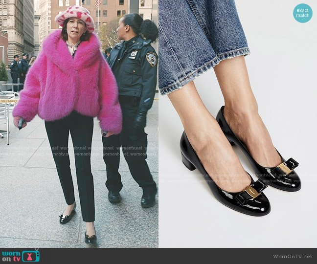 Ferragamo Vara Patent Leather Pumps worn by Elsbeth Tascioni (Carrie Preston) on Elsbeth
