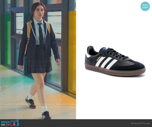 Adidas Samba OG Sneakers in Black, White, & Gum worn by Katherine Song-Covey (Anna Cathcart) on XO Kitty
