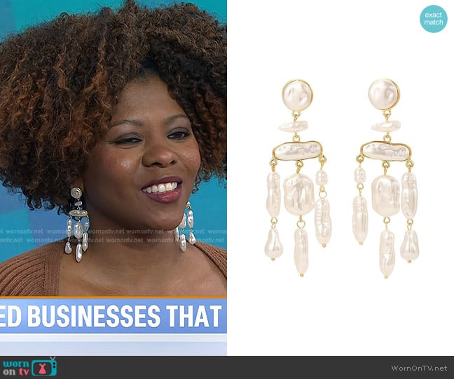 Hetica Pearl Drop Dangle Earrings worn by Patrice J. Williams on Today