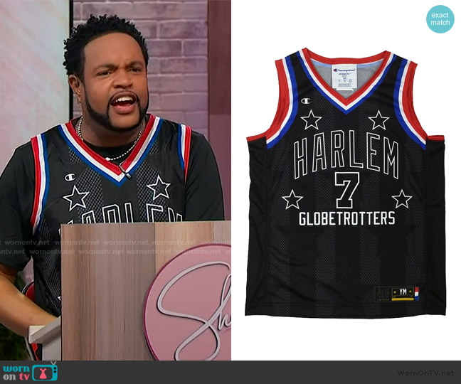 Champion Harlem Globetrotters Too Tall #7 Black Replica Jersey worn by Jawn Murray on Sherri