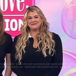 Heather McMahan’s black contrast collar pleated dress on Today