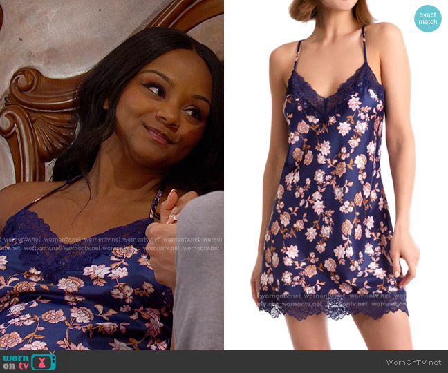 In Bloom by Jonquil Madeline Satin Chemise worn by Chanel Dupree (Raven Bowens) on Days of our Lives