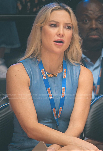 Isla’s blue sleeveless leather dress on Running Point