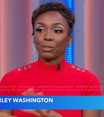 Kemberley Washington’s red pleated dress on Good Morning America