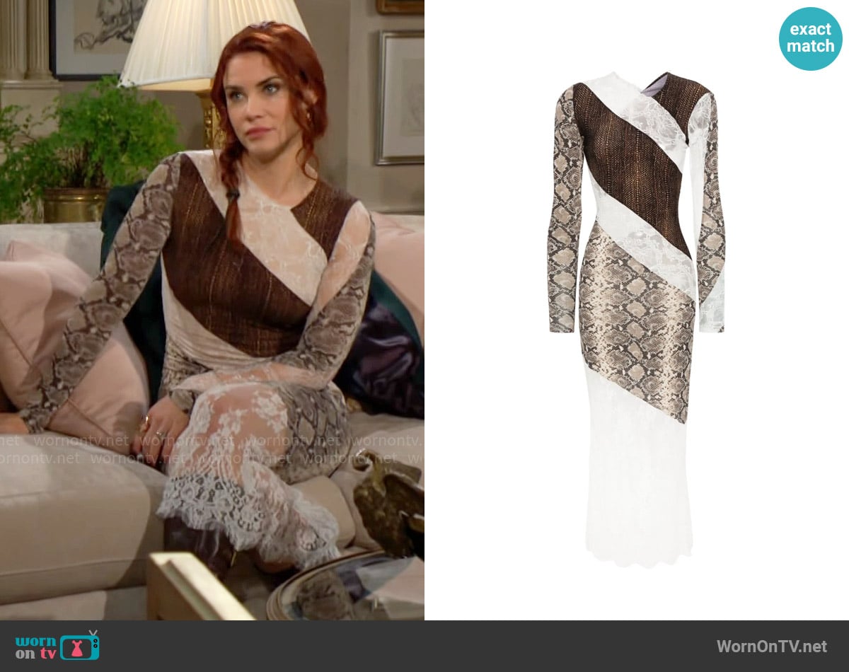 Marine Serre Floral-lace Panelled Midi Dress worn by Sally Spectra (Courtney Hope) on The Young and the Restless