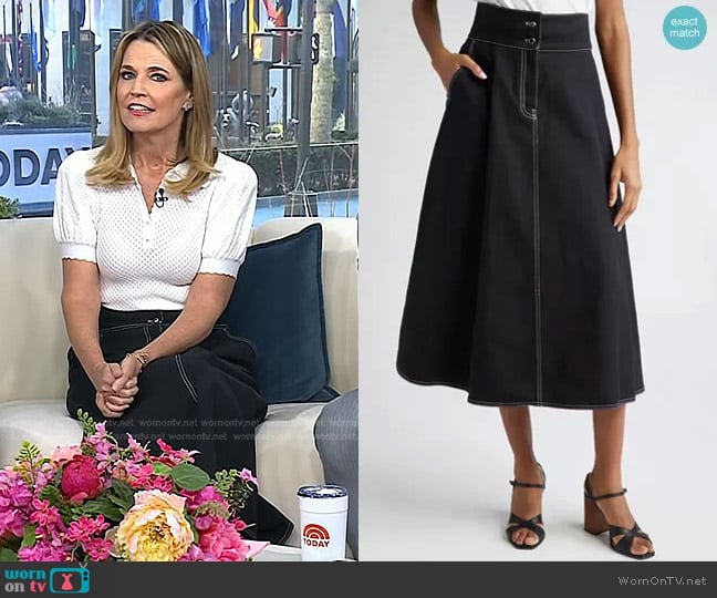 Max Mara Cotton & Linen Canvas Midi Skirt worn by Savannah Guthrie on Today