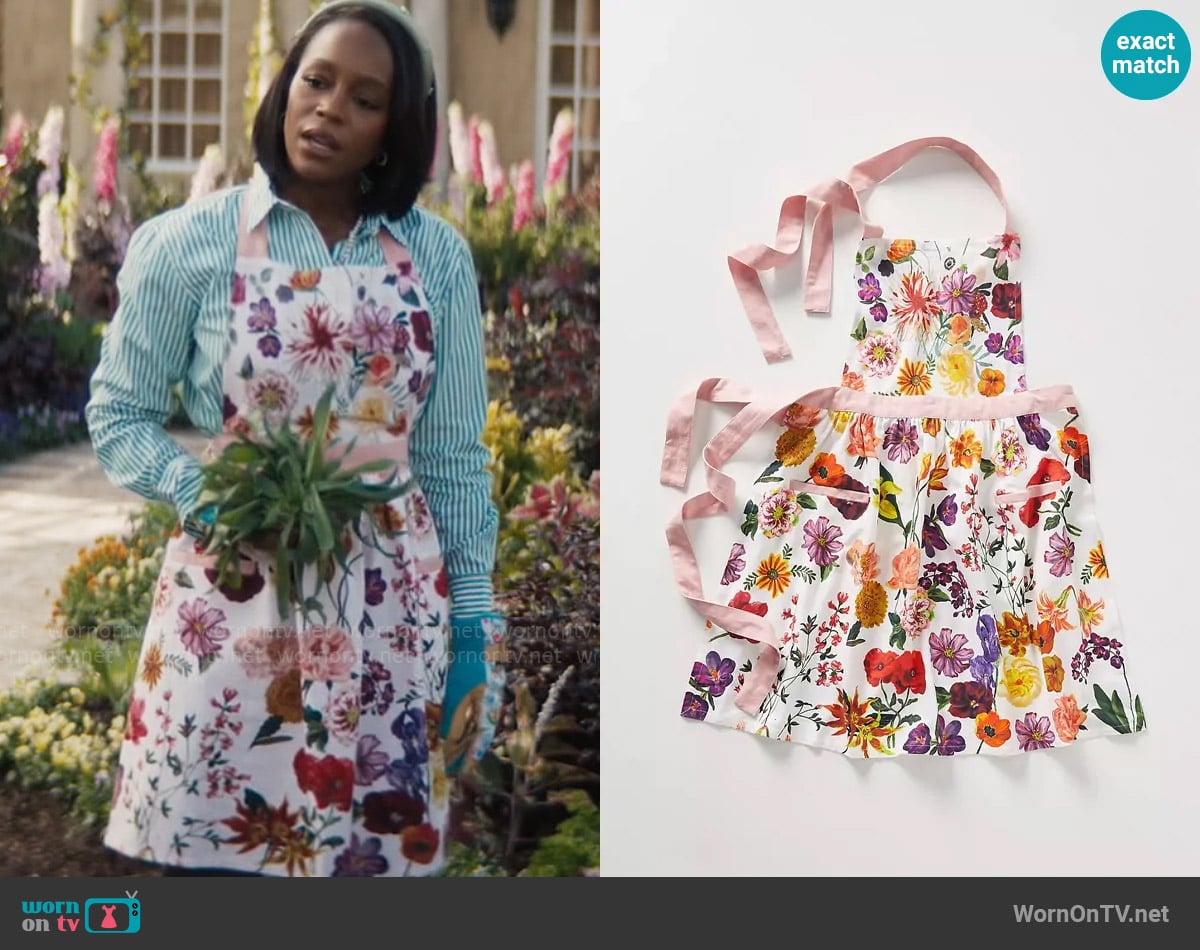Nathalie Lete Helena Apron worn by Catherine (Aja Naomi King) on Grosse Pointe Garden Society