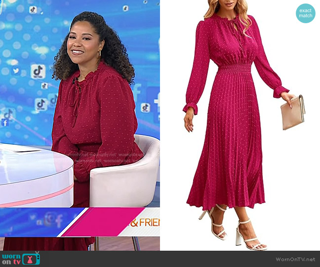 Pretty Garden Swiss Dot Pleated Dress worn by Arianna Davis on Today
