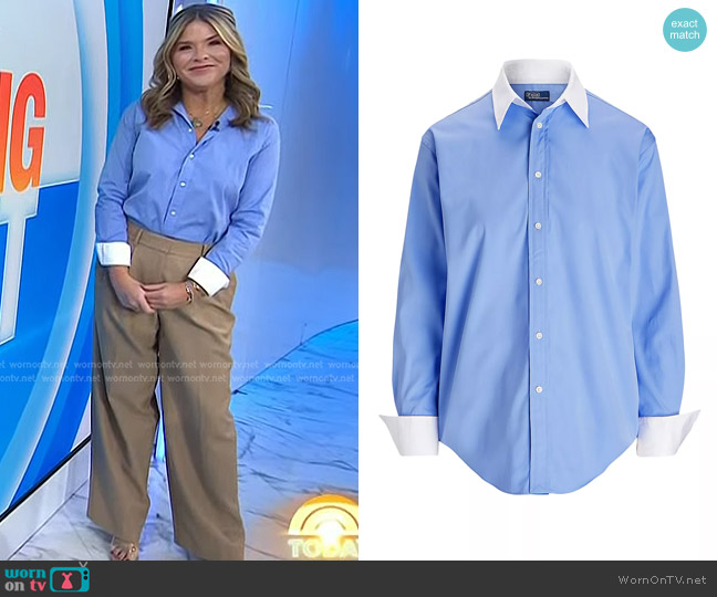 Polo Ralph Lauren Relaxed Fit Cotton Shirt in Chopin Blue worn by Jenna Bush Hager on Today