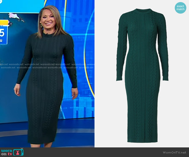 Ronny Kobo x RTR Cut Out Back Midi Sweater Dress worn by Ginger Zee on Good Morning America