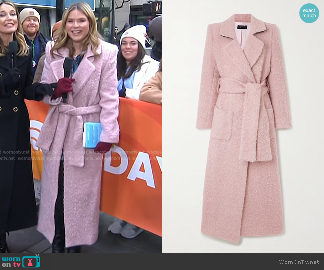 Sergio Hudson Belted Mohair and Wool-blend Coat worn by Jenna Bush Hager on Today