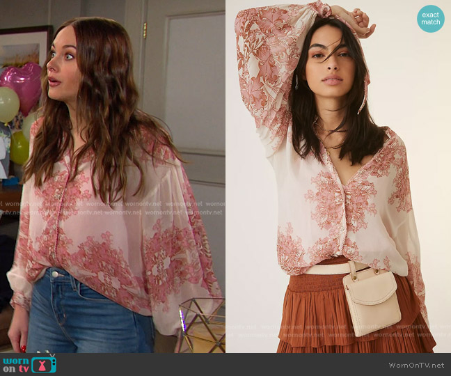 Forever That Girl Sheer Femme Blouse worn by Stephanie Johnson (Abigail Klein) on Days of our Lives