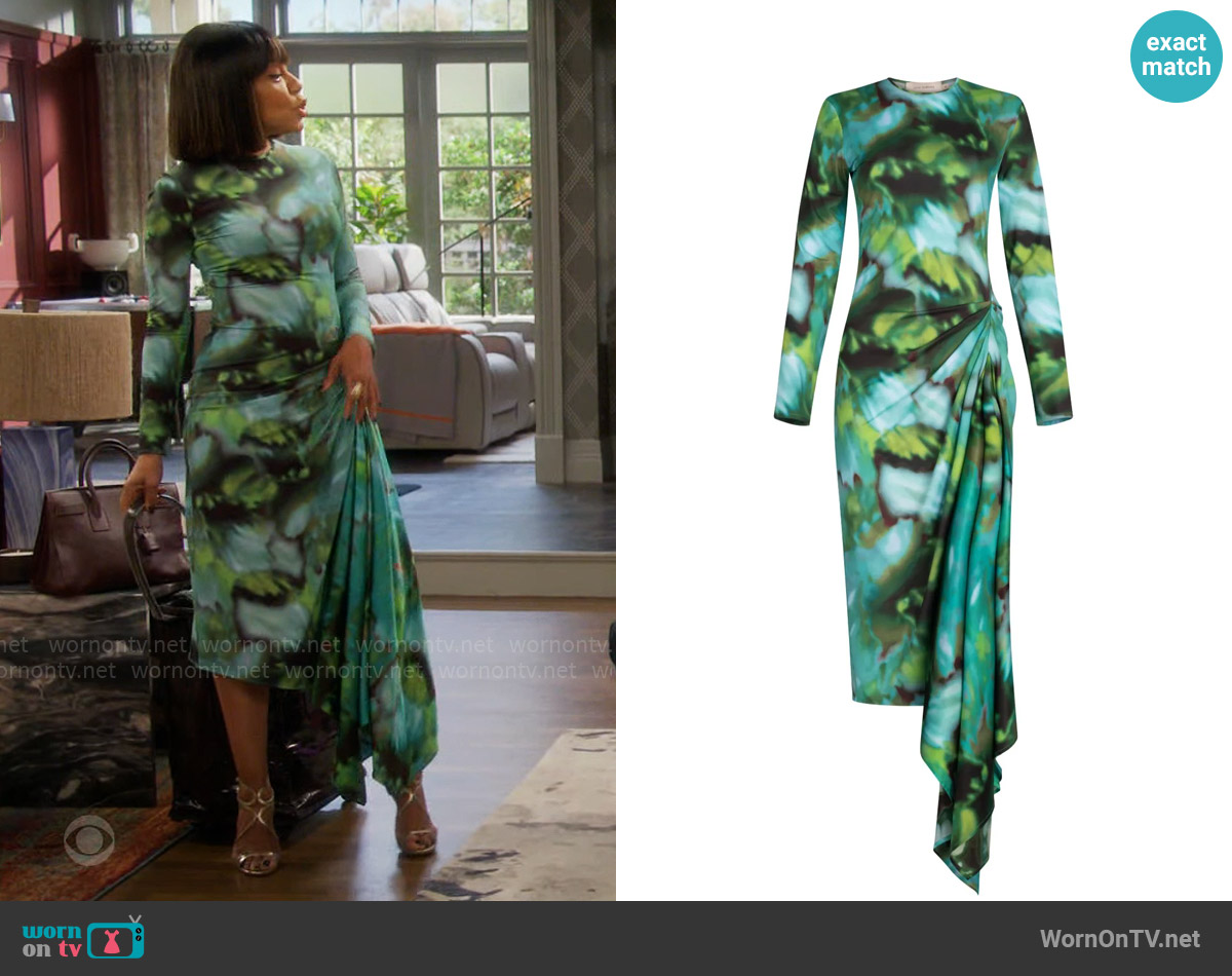 Silvia Tcherassi Ananya tie-dye print dress worn by Catherine (Wendy Raquel Robinson) on Poppas House
