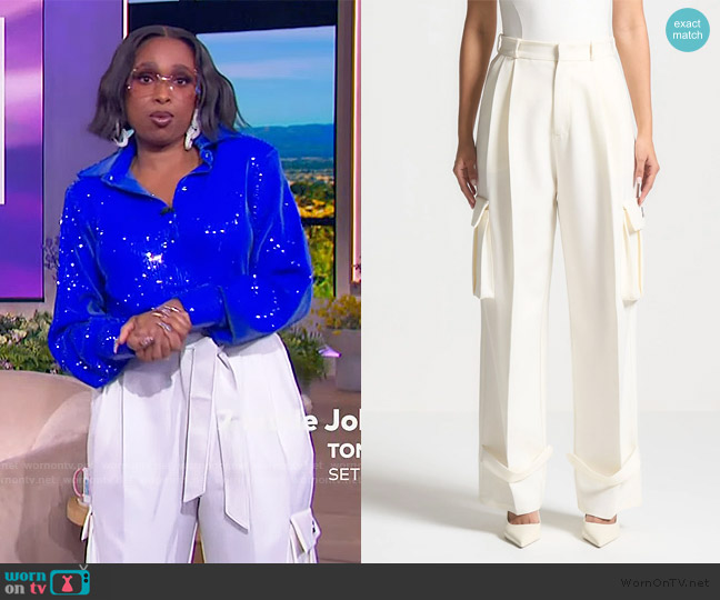 Maniere De Voir Tailored Pleated Cargo Trousers worn by Jennifer Hudson on The Jennifer Hudson Show