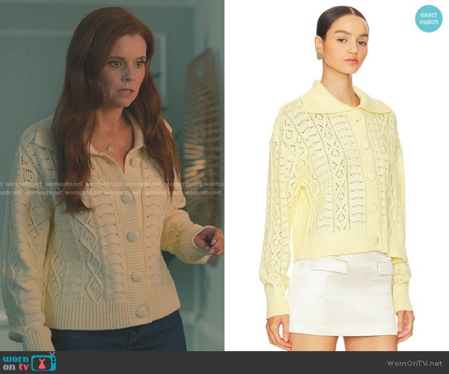 Tularosa Kaleo Cardigan in Light Baby Yellow worn by Maddie Townsend (JoAnna Garcia Swisher) on Sweet Magnolias