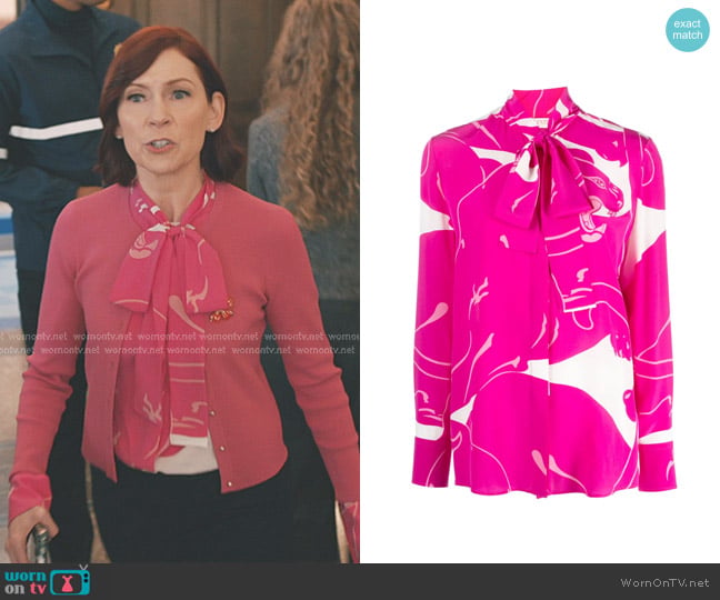 Valentino Garavani Panther-print Silk Blouse worn by Elsbeth Tascioni (Carrie Preston) on Elsbeth