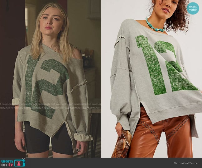 We The Free Graphic Camden Pullover in Heather Grey worn by Tory Nichols (Peyton List) on Cobra Kai